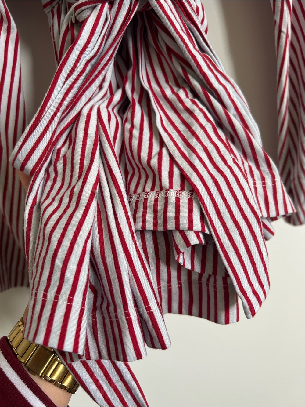 LAKE Pajama Red and White Striped Wrap Kimono Top XL - Picture 6 of 10
